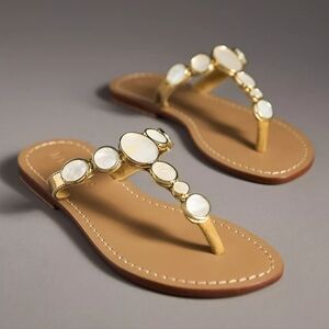 Anthropologie Mystique Mother-of-Pearl Thong Sandals Size 8